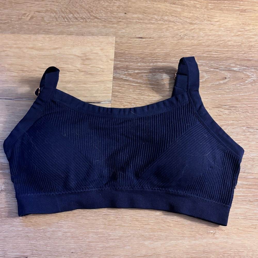 Icy Hot Lingerie Ribbed Seamless Bralette Navy Blue Adjustable Straps Size M